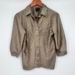 Vintage 90's Bigio Collection Outfit Womens 6 Bronze Silk Blend Textured Retro